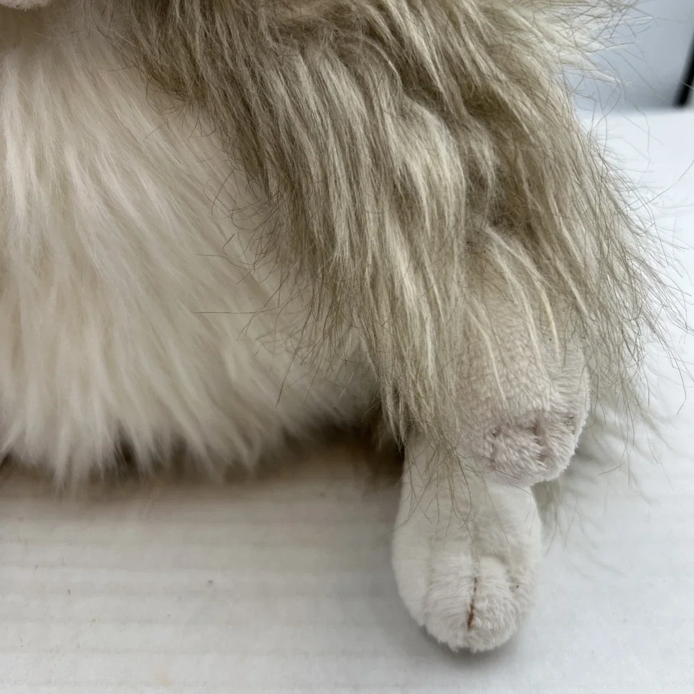 Folkmanis Fluffy‎ Cat Plush Hand Puppet Gray Long Hair Full Body Moveable Mouth